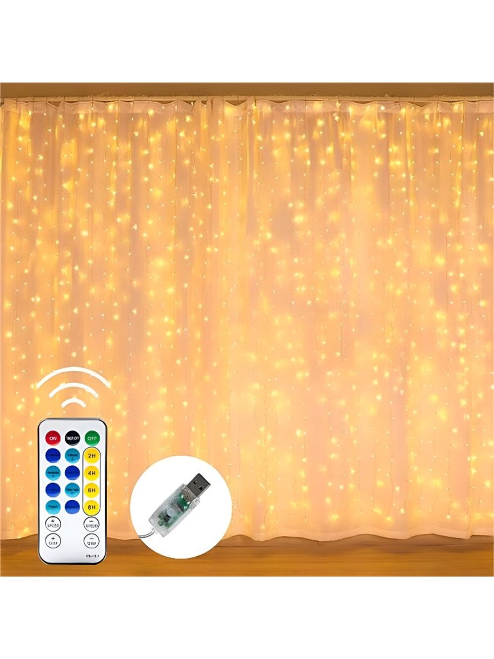 Curtain String Lights, 300 LED 9.8ft x9.8ft with 8 Lighting Modes, Waterproof